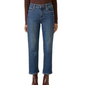 Evereve The Ever Straight Ankle Jeans Medium Wash Mid Rise Stretch Denim Size 25